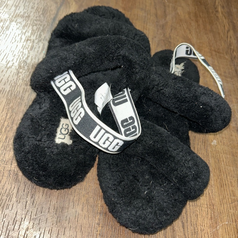 UGG Black Fleece Slippers